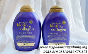 Bộ dầu gội xả ngăn rụng tóc Biotin và Collogen OGX